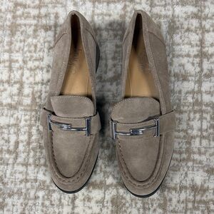 Franco Sarto Taupe Suede Slip-On Loafers